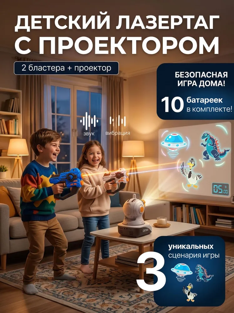 Игровой набор лазертаг, бластеры с проектором, вариант