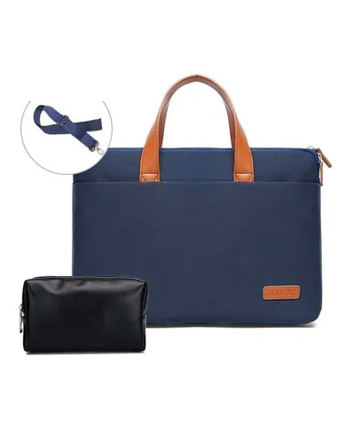 Сумка-мессенджер MAHOO 10188 для MacBook 13.3-14 дюймов, темно-синяя + черная PU сумка для блока пит