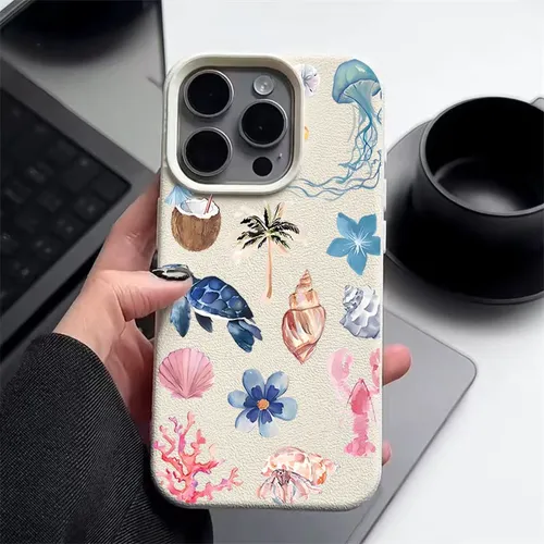 Подходит для iPhone 13 Pro Мягкий боковой чехол с узором из искусственной кожи,С изысканным рисунком