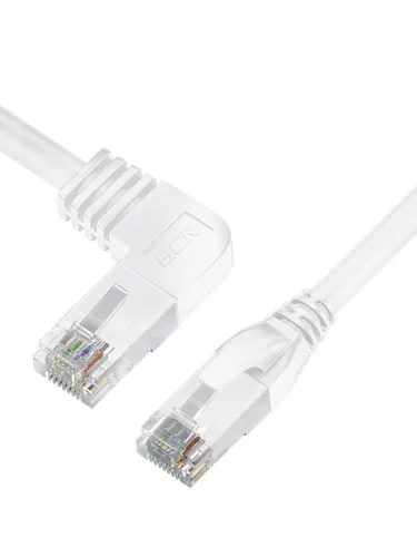 Патч корд угловой короткий 50см кат.5e 1 Гбит/с RJ45 правый угол GCR белый