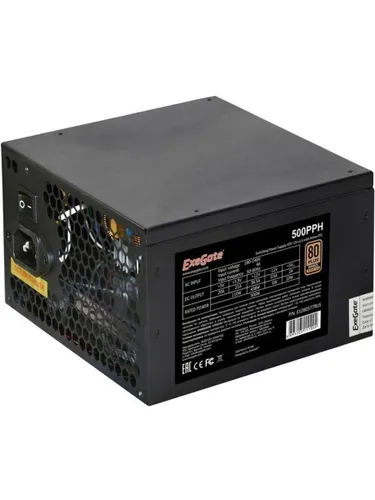 ExeGate EX280577RUS-S Блок питания 500PPH-S , 500Вт, 80 PLUS, 120мм, черный