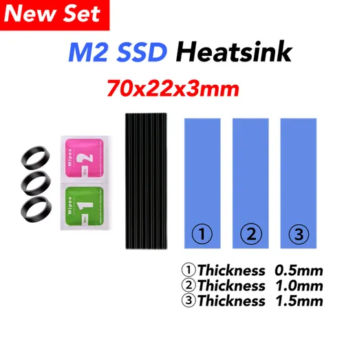 Алюминиевый радиатор и набор термопрокладок, подходящий для кулеров M.2 NGFF SATA PCI-E NVMe M.2 SSD