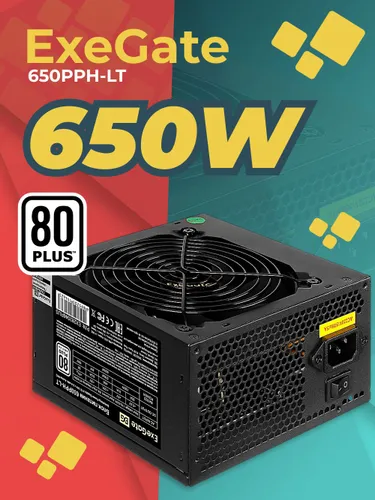 Блок питания для ПК 650W EX282046RUS-S ExeGate 650PPH-LT-S, RTL, 80+