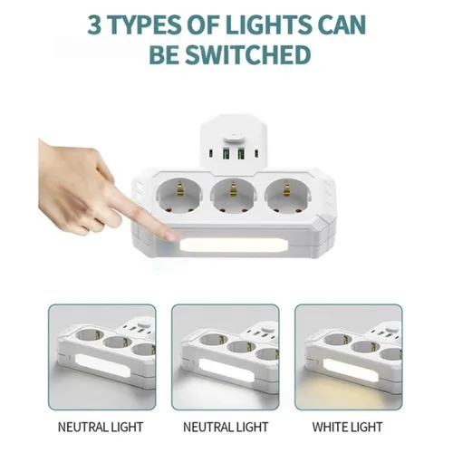 Сетевой Фильтр С Вилкой Европейского Стандарта, Розетками Переменного Тока И Портами Зарядки USB Typ