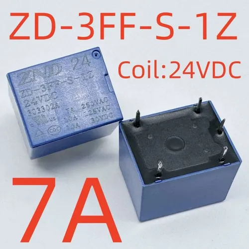 2 штуки Электромеханическое реле ZD-3FF-S-1Z-24VDC 7А 5 контактов