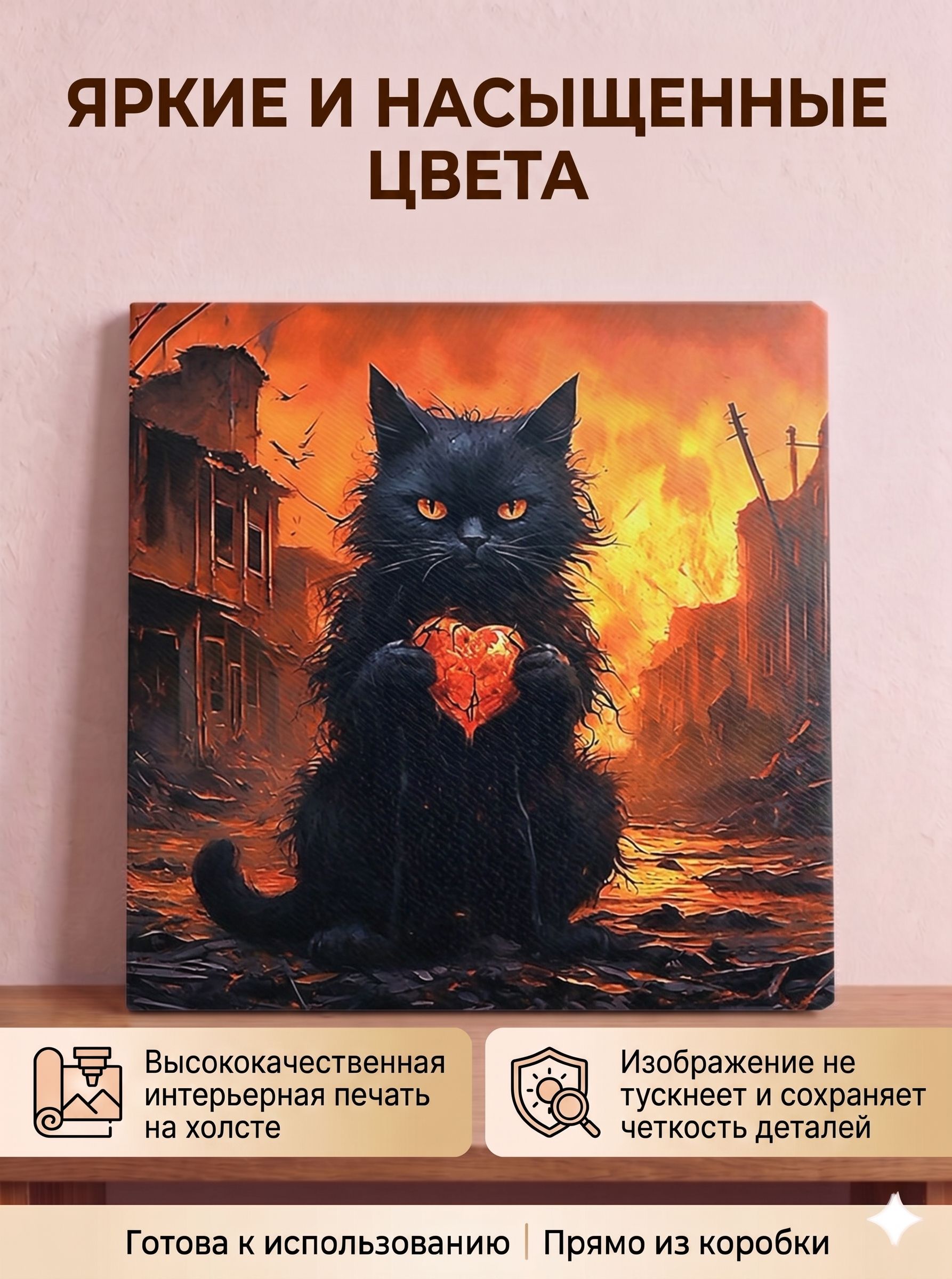 Котик на закате с сердечком