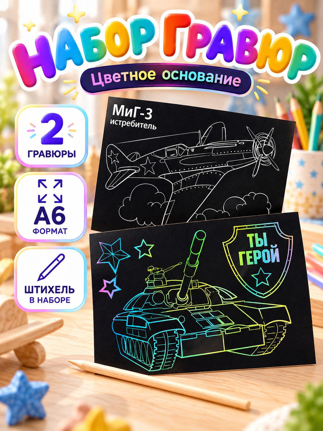 Гравюра для детей, 2 штуки,"Ты герой", гравюра для мальчиков