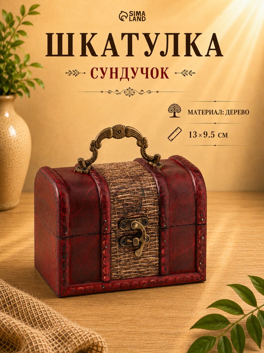 Шкатулка для украшений Сундук. Абрэмо , дерево, 9 13 9.5 см