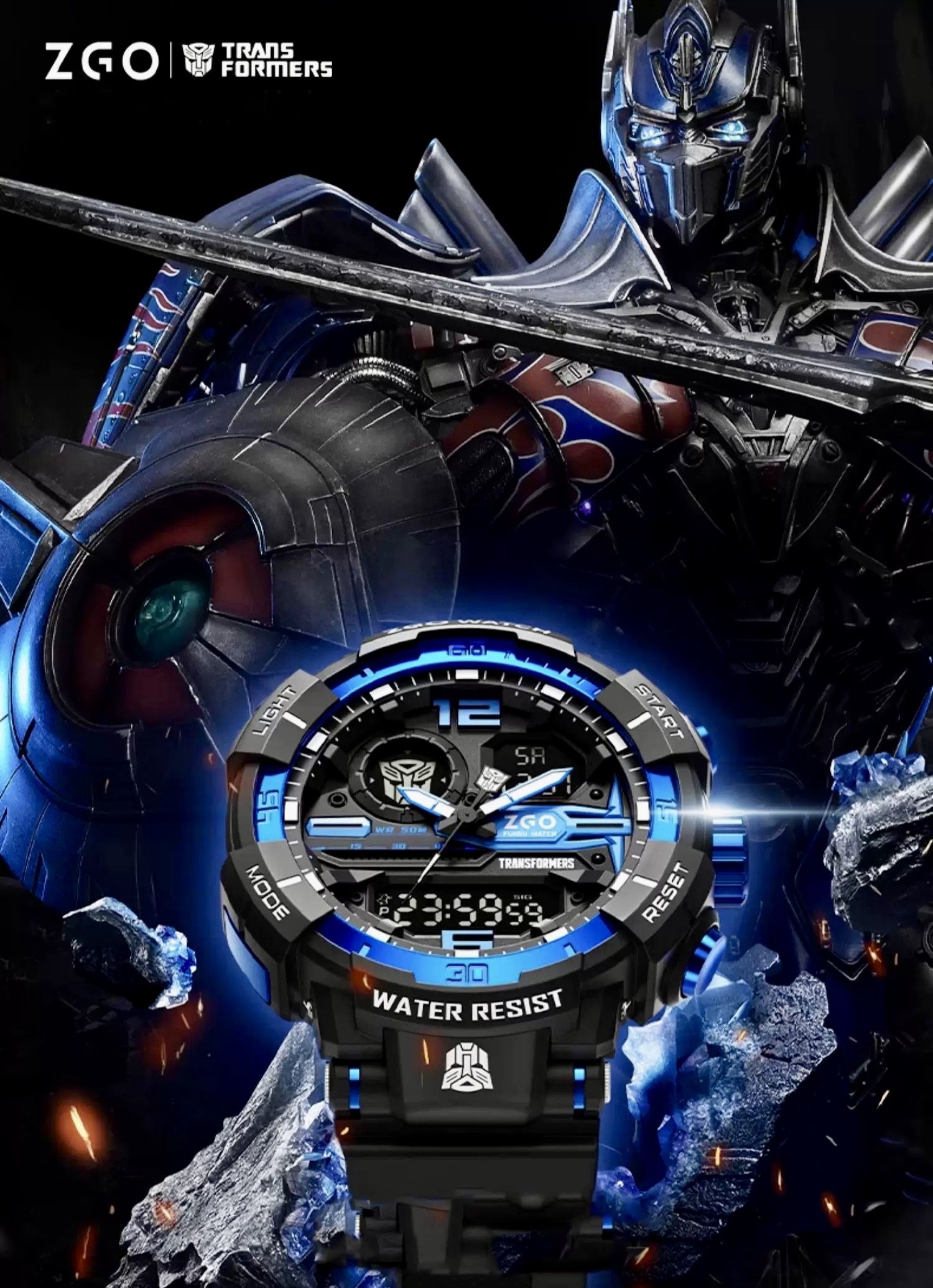 Трансформеры часы наручные (синий хром) Transformers - лицензия