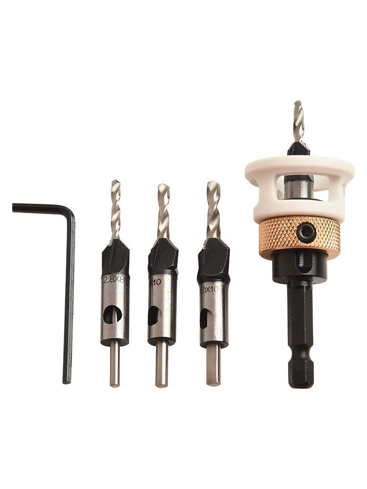 -Наборсверл-зенкеров4в1сограничителемглубиныснизкимкоэффициентомтрения,хвостовик6,35мм,сверло-зенкерсограничителемглубины,инструменты