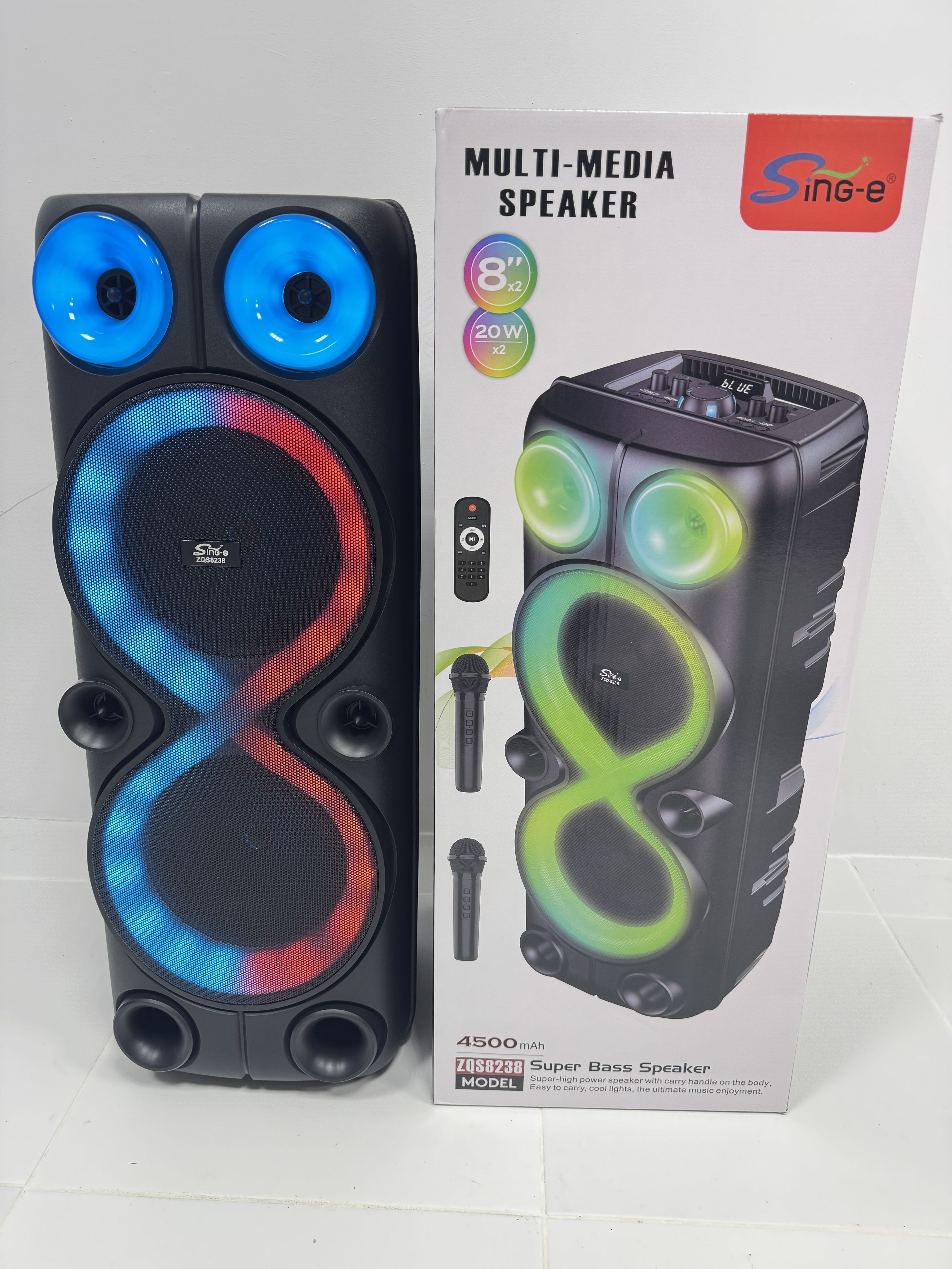 Портативная караоке колонка с двумя микрофонами ZQS 8238 купить на
