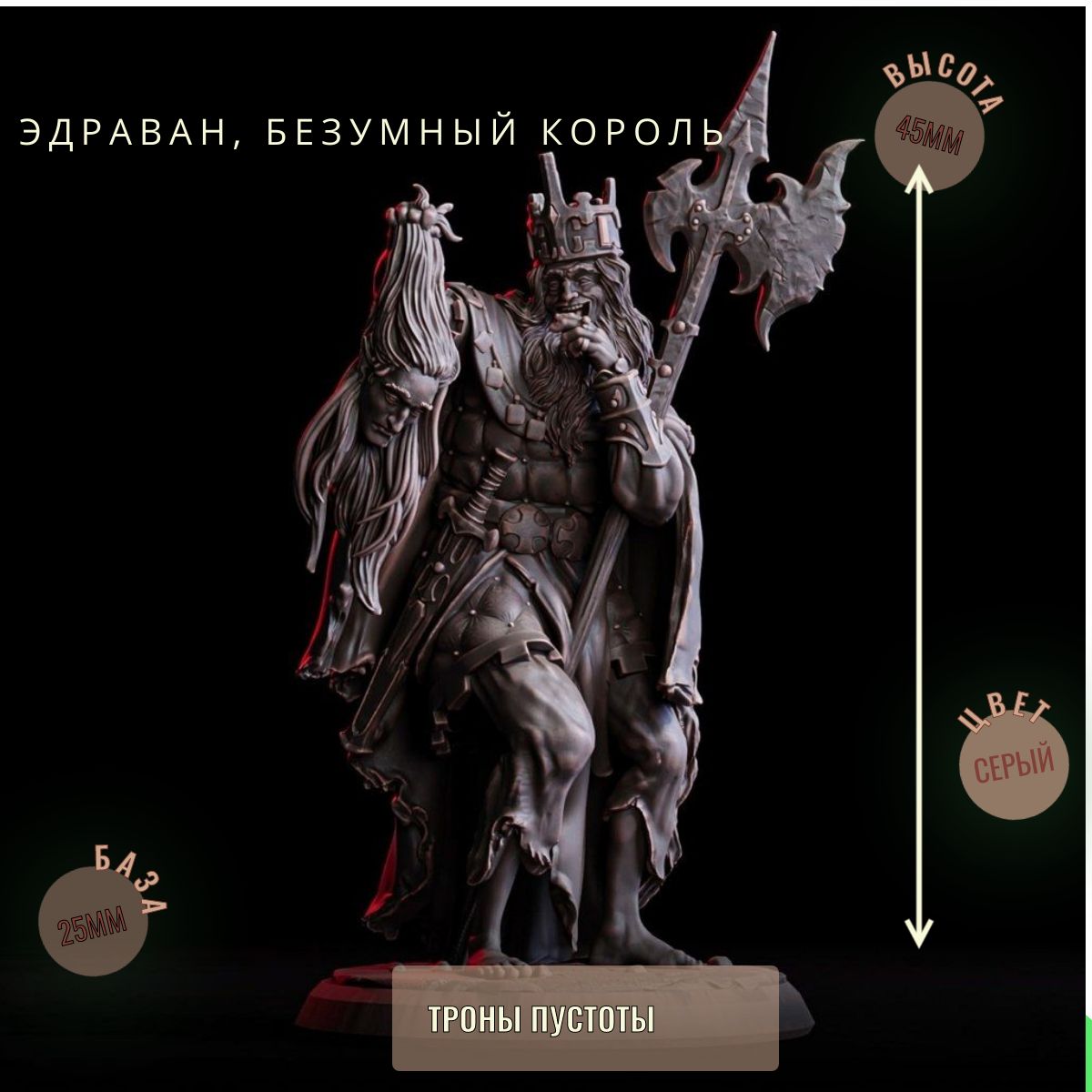 Эдраван, Безумный Король ДнД DnD миниатюры набор Трон Пустоты