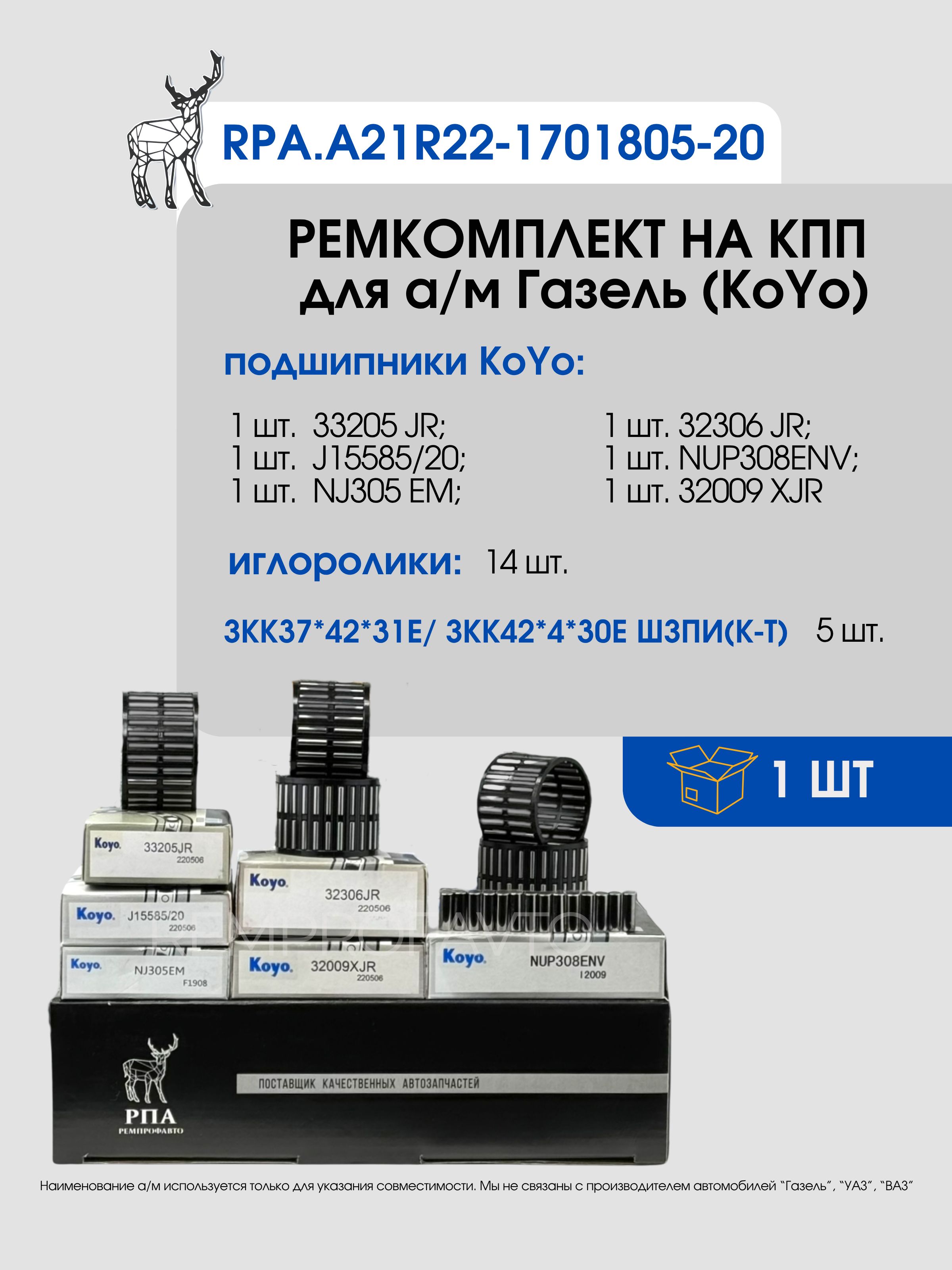 Ремкомплект КПП ГАЗель-NEXT (нов. обр. с 2015) (подшип.+сальники) SKF (CH)