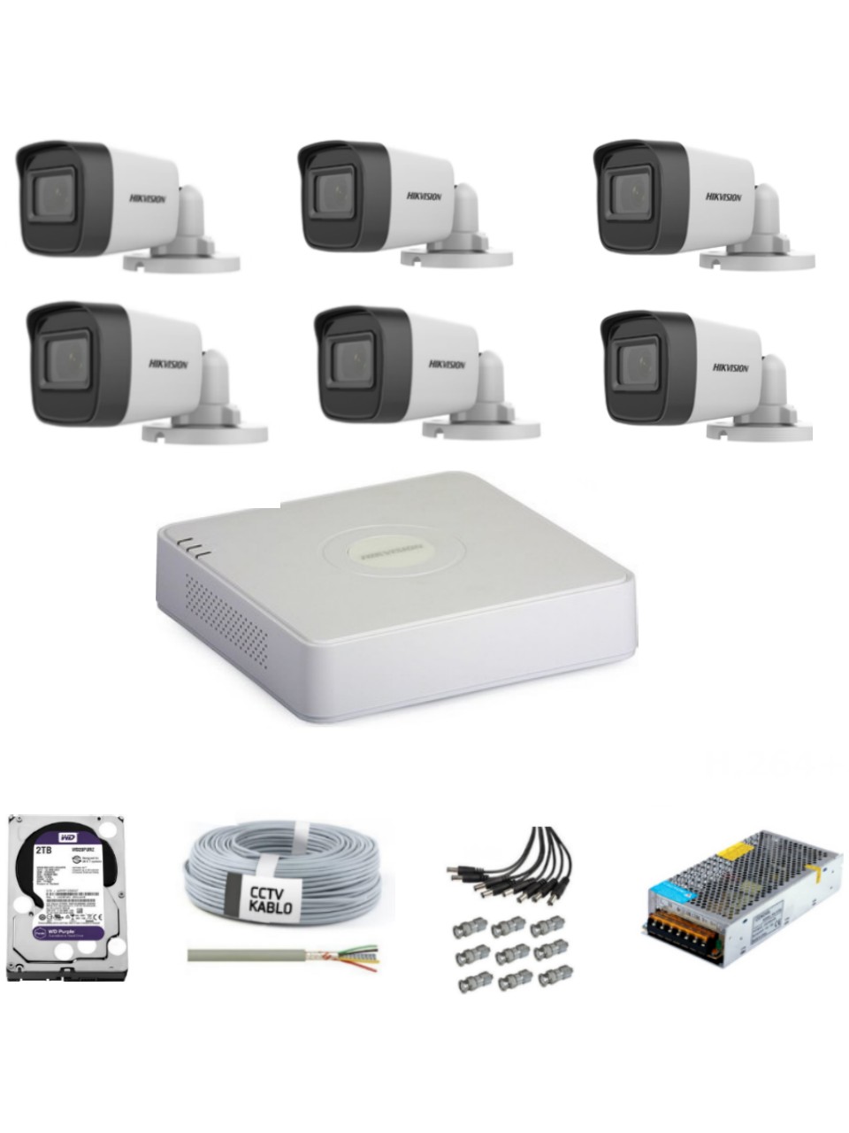 Haikon/Hikvision6-камернаяготоваясистемавидеонаблюденияс1ТБHDD,1080p,24/7запись