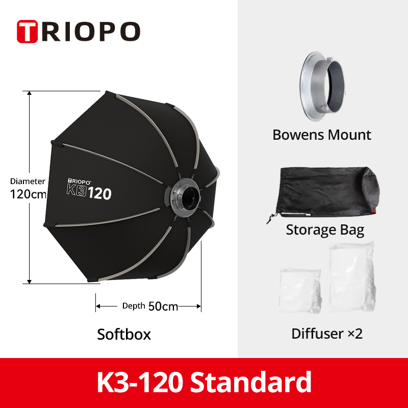 TriopoK3-120смВосьмиугольныйсофтбоксBowensMountФотография