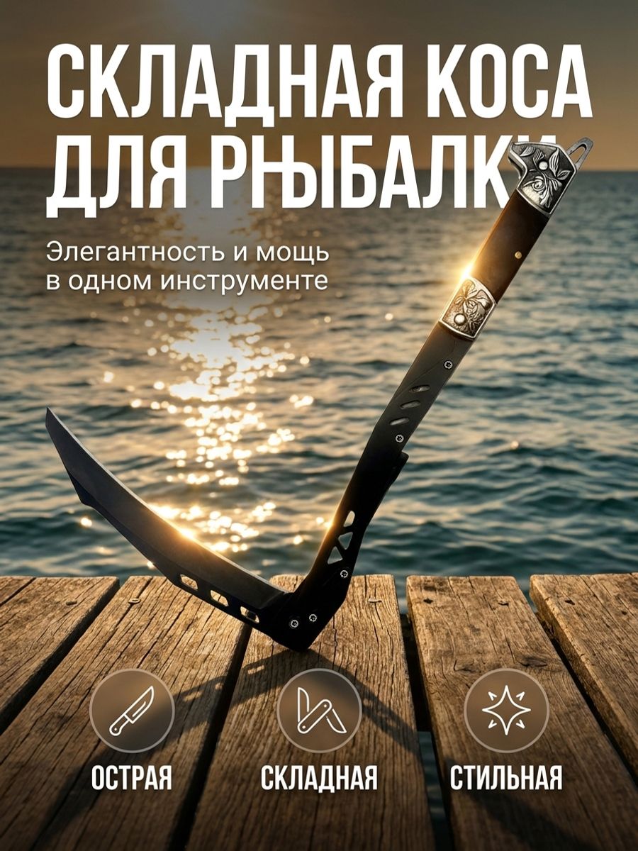 серпСкладнойдлярыбалки,длиналезвия17,5см,подарокдлямужчин