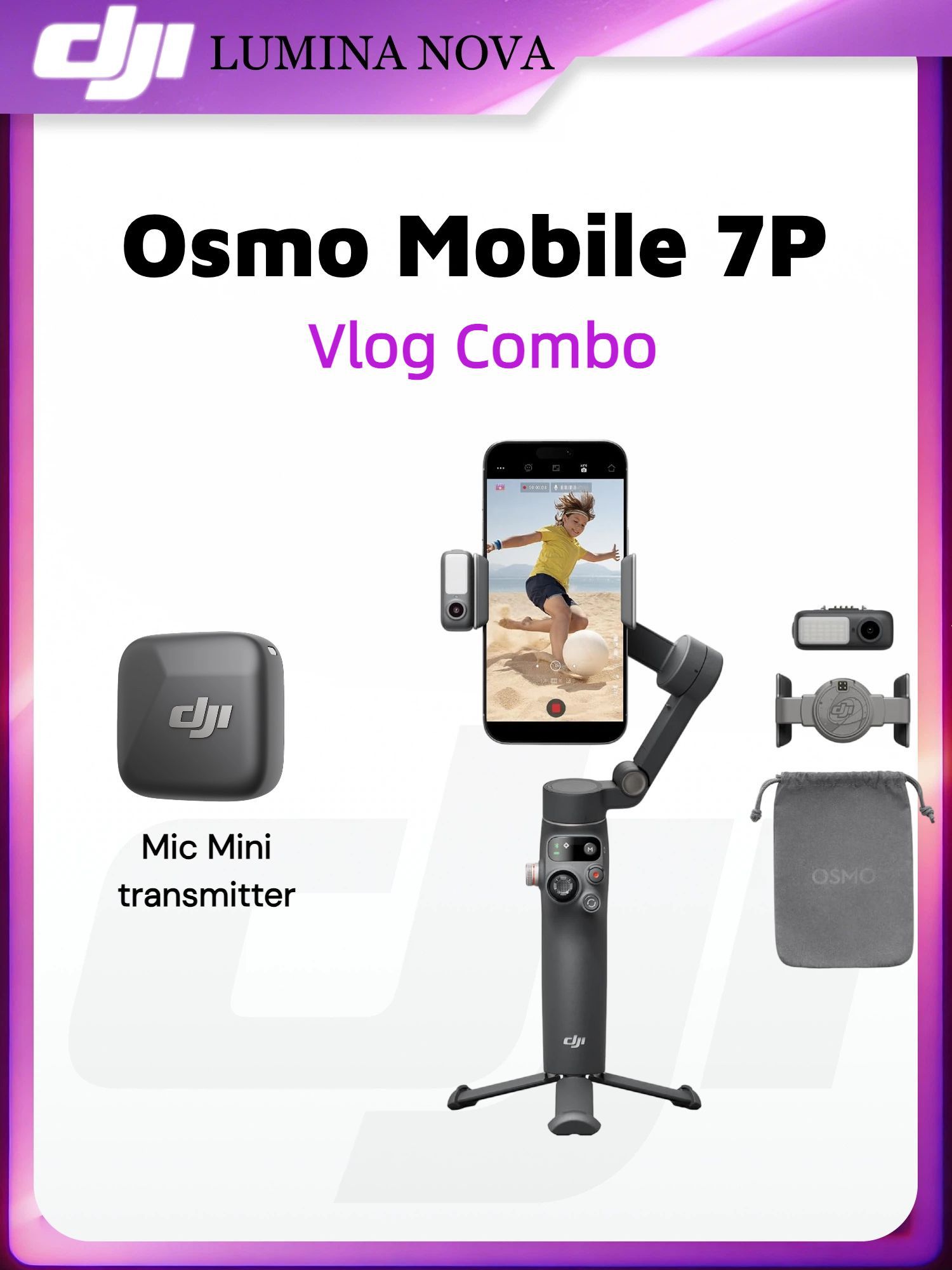 DJI Комплект Osmo Mobile 7P Vlog combo (микрофон DJI Mic Mini