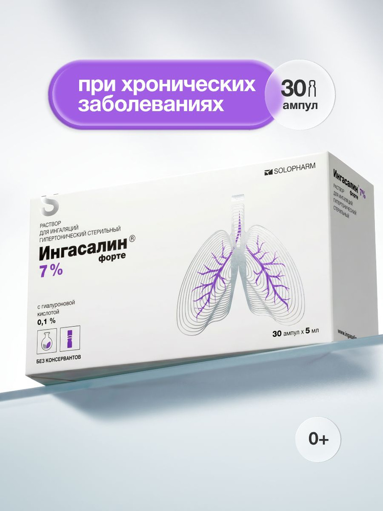 Раствор для ингаляций, жидкость для небулайзера, от кашля, Ингасалин форте, 30 ампул #1