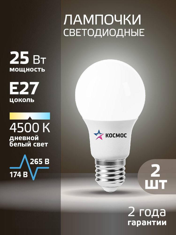 Лампочка светодиодная Е27 25 ВТ дневной свет 2 шт #1