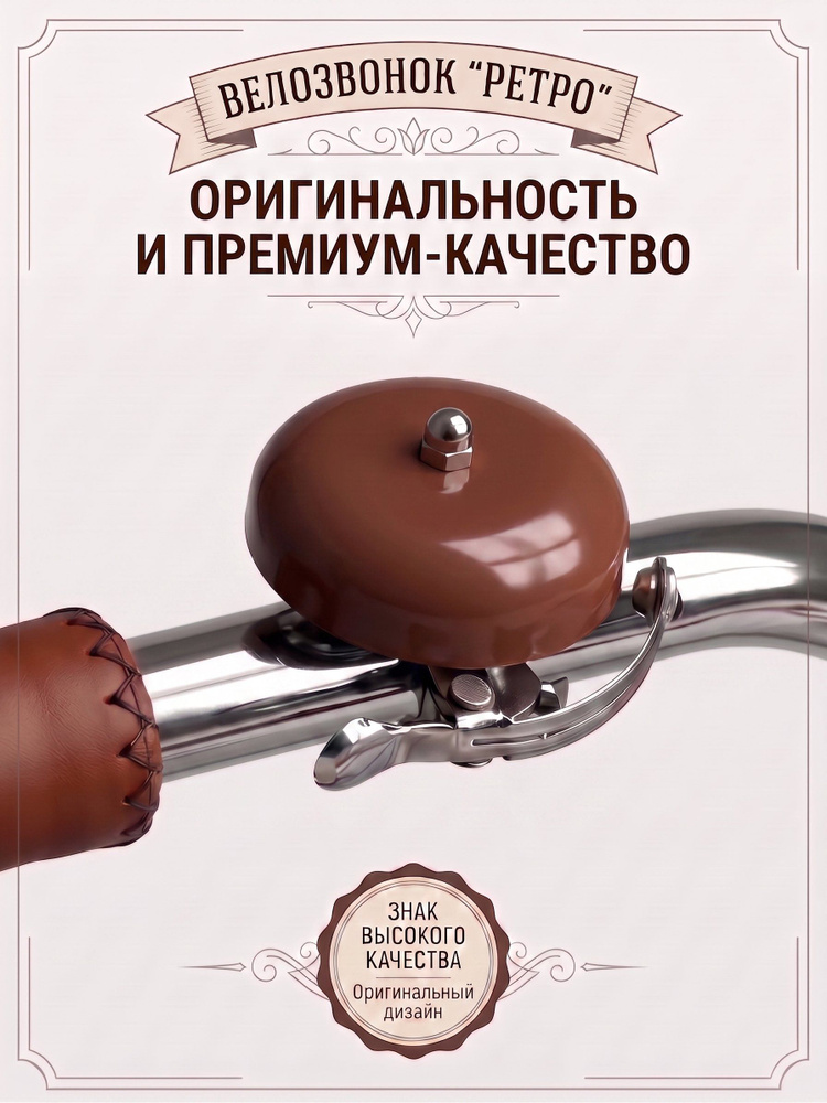 Велосипедный звонок ретро коричневый #1