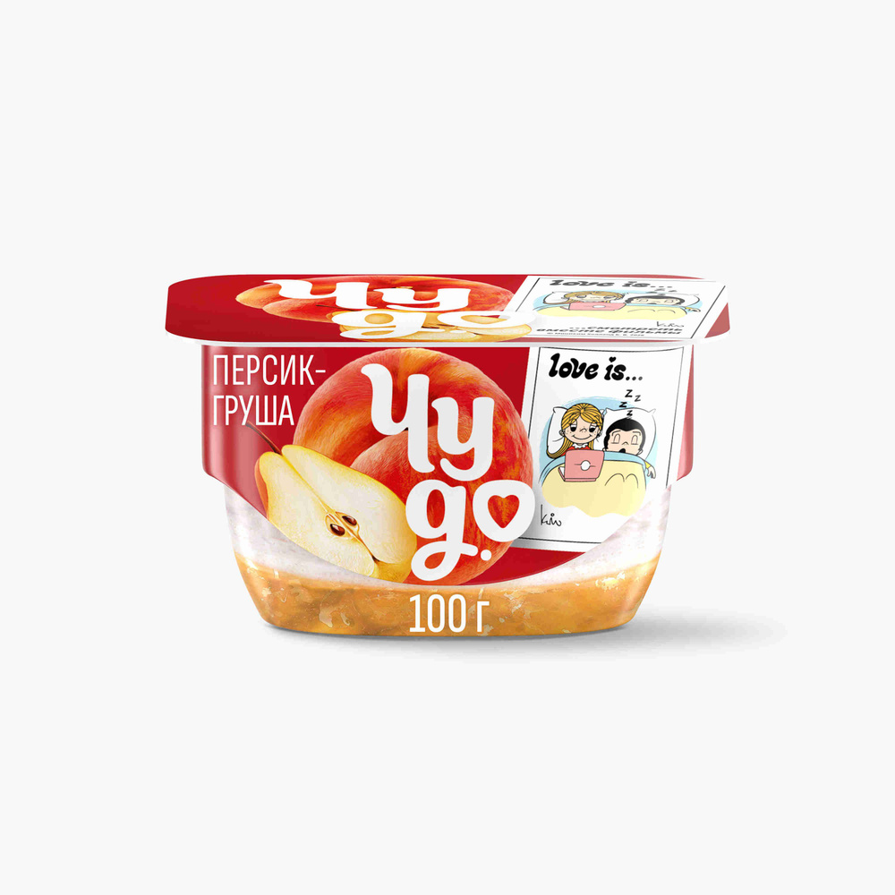Творожок двухслойный Чудо Персик-груша, 4,2%, 100г #1