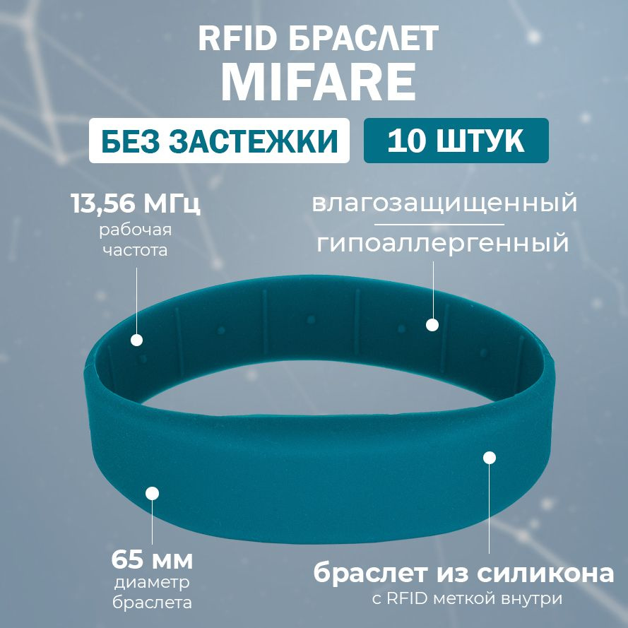 RFID браслет MIFARE "OFFICE" СИНЕ-ЗЕЛЕНЫЙ (НЕПЕРЕЗАПИСЫВАЕМЫЙ, не подходит для создания дубликата) 13.56 #1