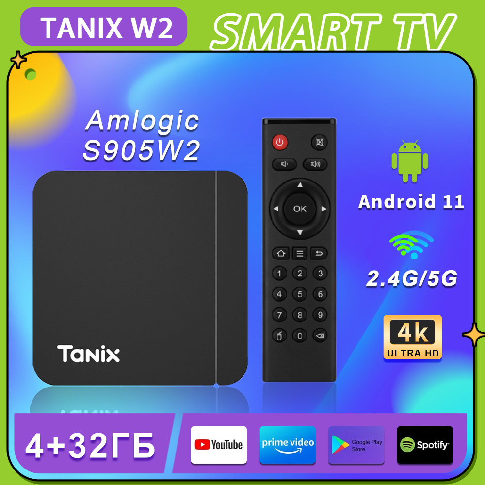 Медиаплеер TOP7 Tanix W2, USB, HDMI, TF, Оптический аудио (Toslink),  черно-серый, Android купить по низкой цене с доставкой в интернет-магазине  OZON (1488827521)