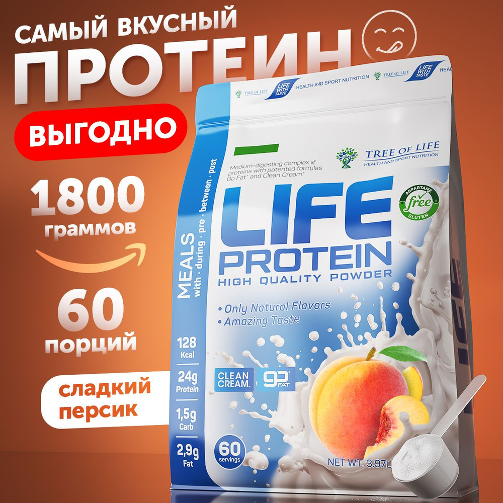 Протеин сывороточный + Изолят Life Protein 4LB. Мультикомпонентный белковый  коктейль 