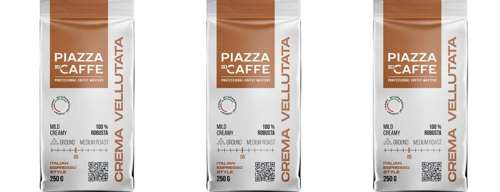 Piazza del Caffe Кофе Крема Велютата, 250 г, 3 шт #1