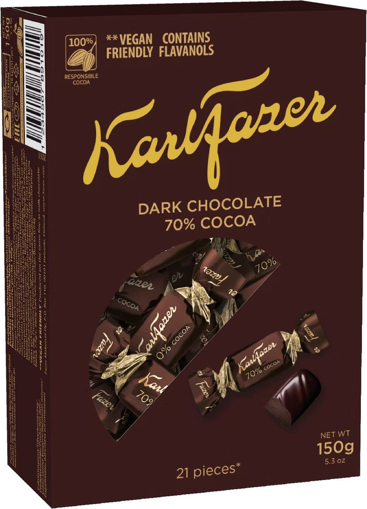 Конфеты шоколадные Karl Fazer Dark Chocolate 70% cocoa темный шоколад ...