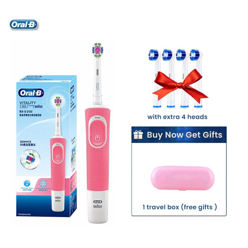 Oral-B Электрическая зубная щетка oral-b d12 vitality электрическая зубная щетка, светло-розовый, белый #1