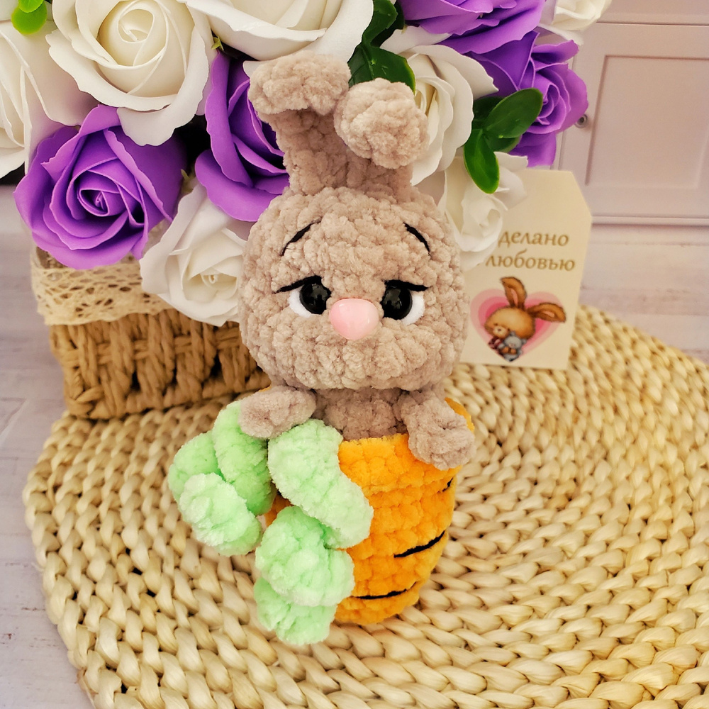Мягкая игрушка плюшевая зайка морковка - купить с доставкой по выгодным ...