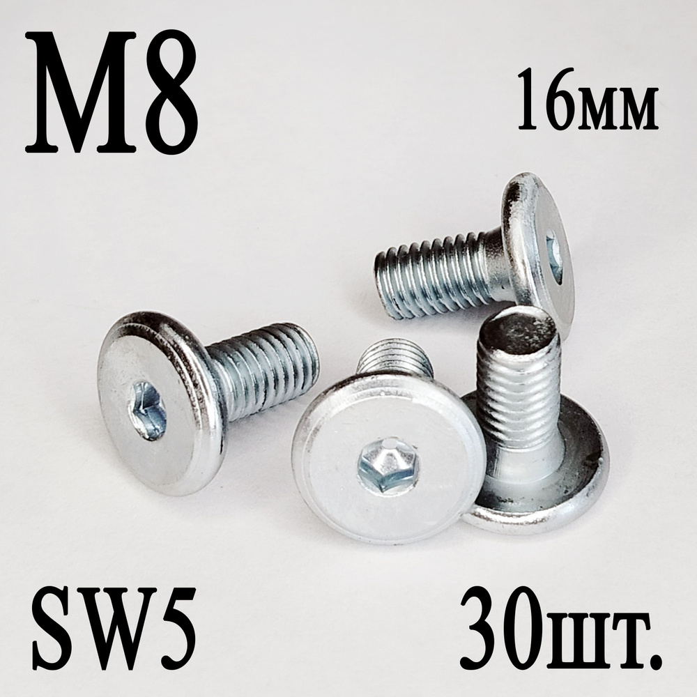 Винт мебельный М8 х 16 мм. SW5 (30шт.) #1