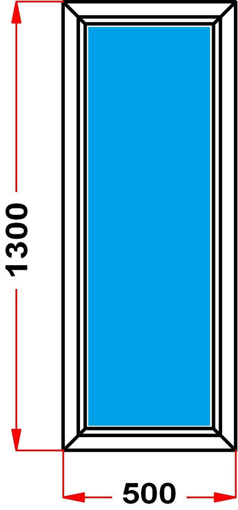 Окно из профиля Grunder 70 мм (1300 x 500) , не открывающееся, стеклопакет 3 стекла  #1