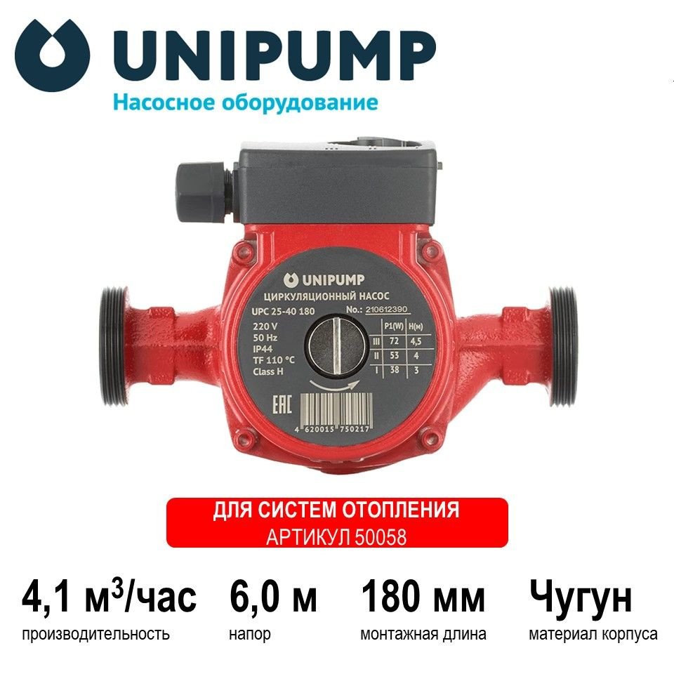 Циркуляционный насос UNIPUMP Насосы для системы отопления UPС 25-60 180 ...