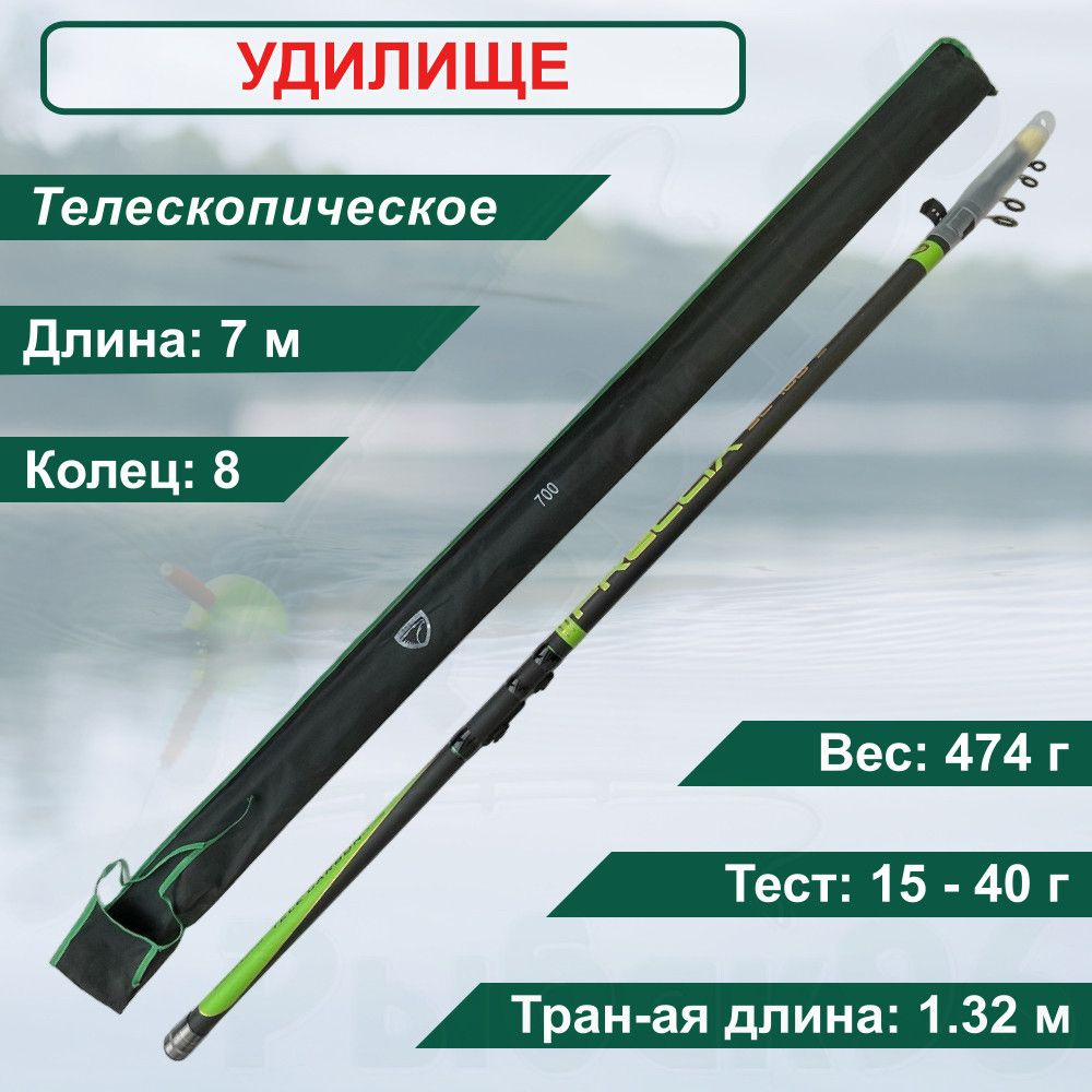 Удилище Condor Freccia с кольцами, длина 7 м, тест 15-40 гр carbon IM-7 #1