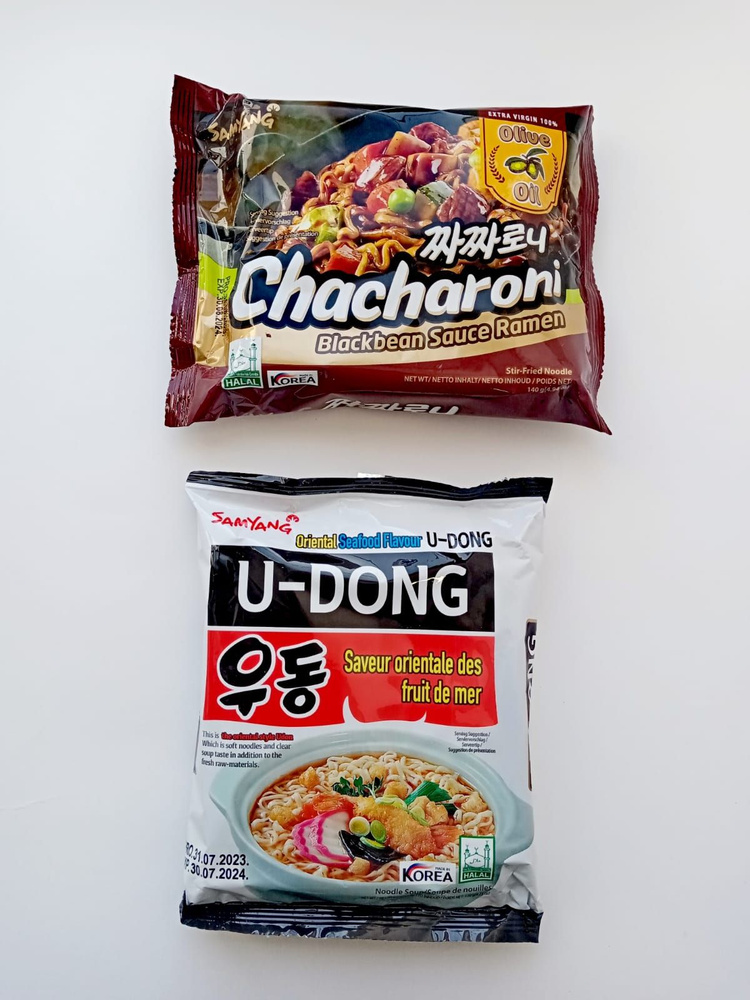 Лапша б.п 2 вида Samyang U-Dong (морепродукты по-Восточному) и Chacharoni (черные соевые бобы)  #1