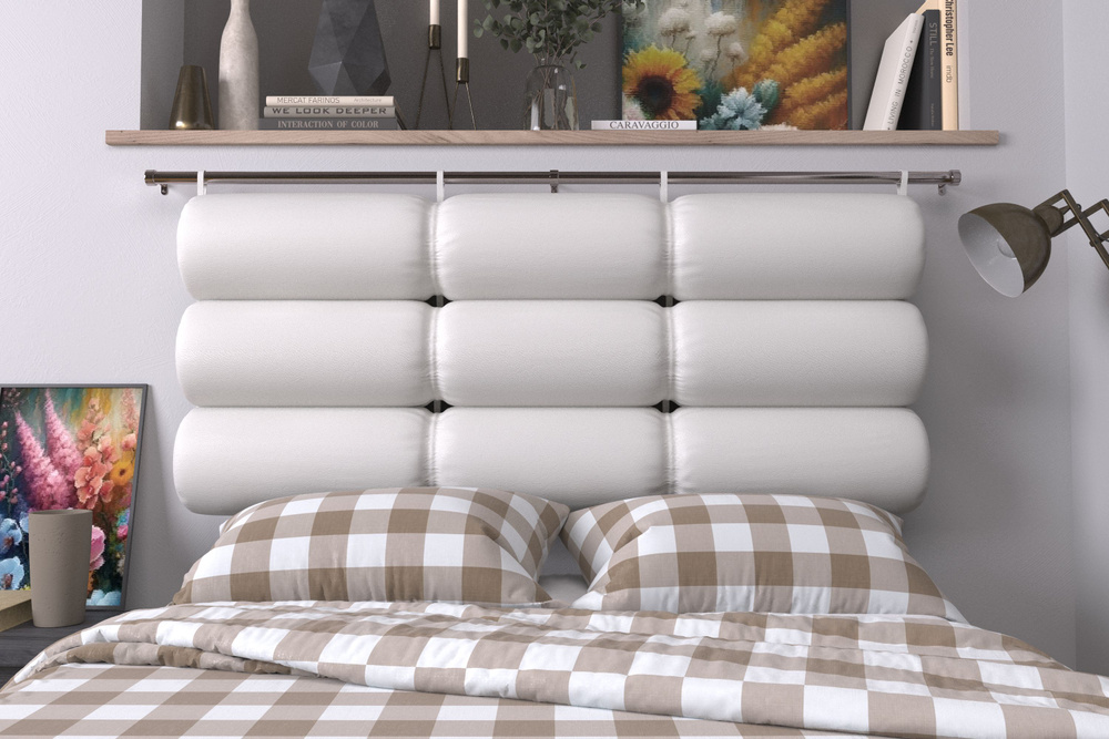 Набивное изголовье-подушка для кровати Mr. Mattress Soft XL 180x20 White с креплением  #1