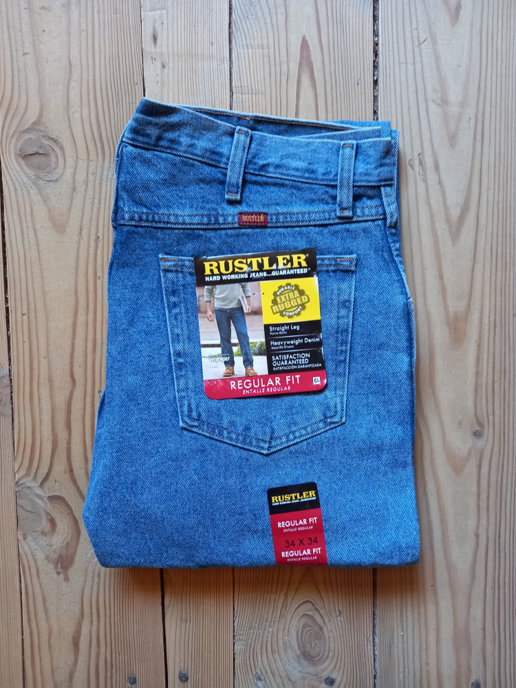 Джинсы Мужской Rustler синий Хлопок, размер 48 прямой Молния