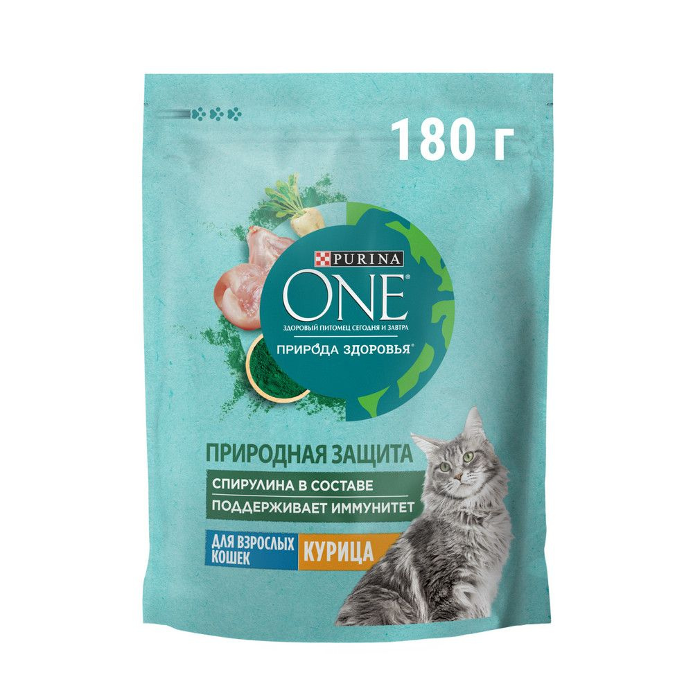 Purina One Природа здоровья / Сухой корм Пурина Уан для взрослых кошек Курица 180 г  #1