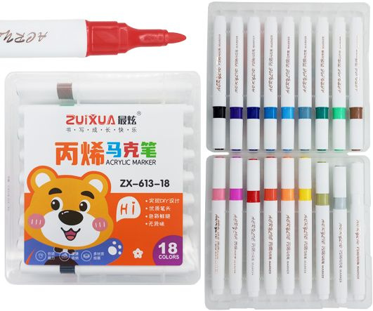 Маркеры акриловые 18 цветов Zuixua Acrylic Marker круглый наконечник 2-3 мм для рисования на любых поверхностях #1