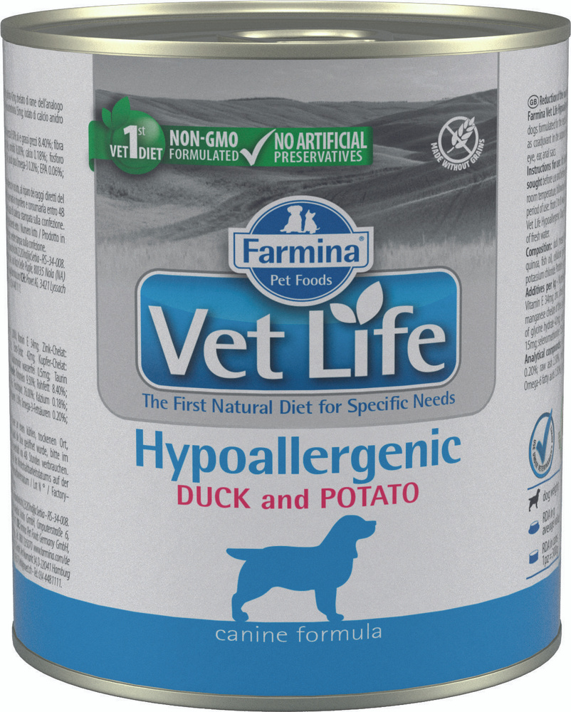 Влажный корм для собак Farmina Vet life Hypoallergenic, утка с картофелем, при аллергии, лечебный, ветеринарная #1