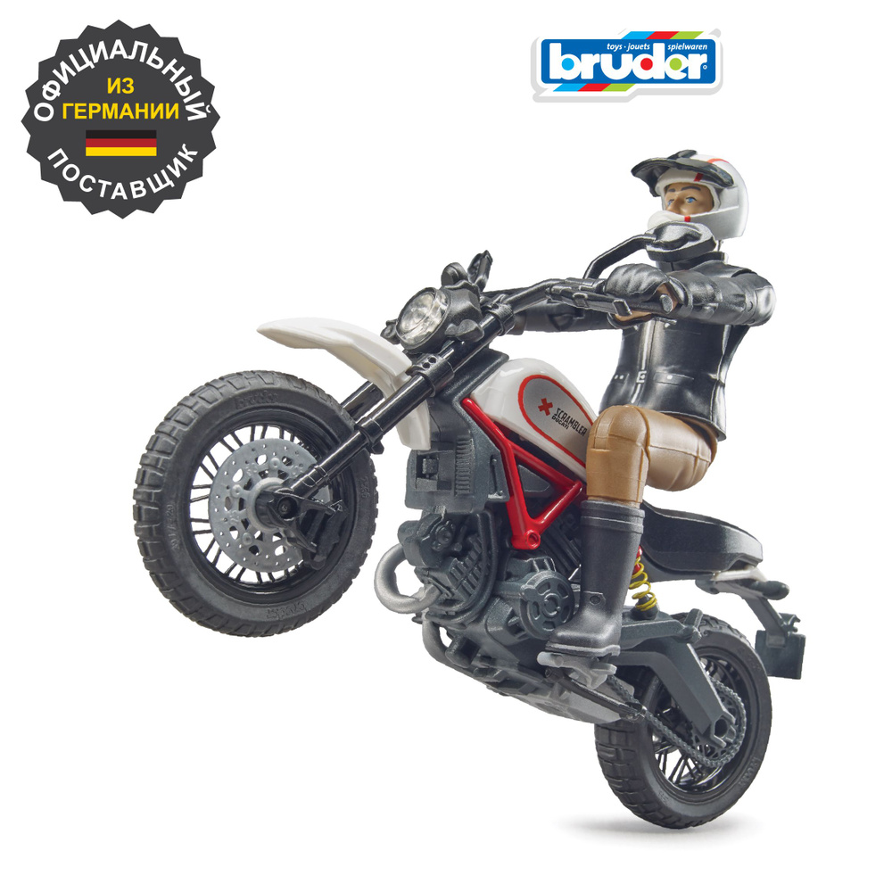 Машинка Bruder Мотоцикл Scrambler Ducati Desert Sled с мотоциклистом,  Брудер,63-051 - купить с доставкой по выгодным ценам в интернет-магазине  OZON (1064429174)