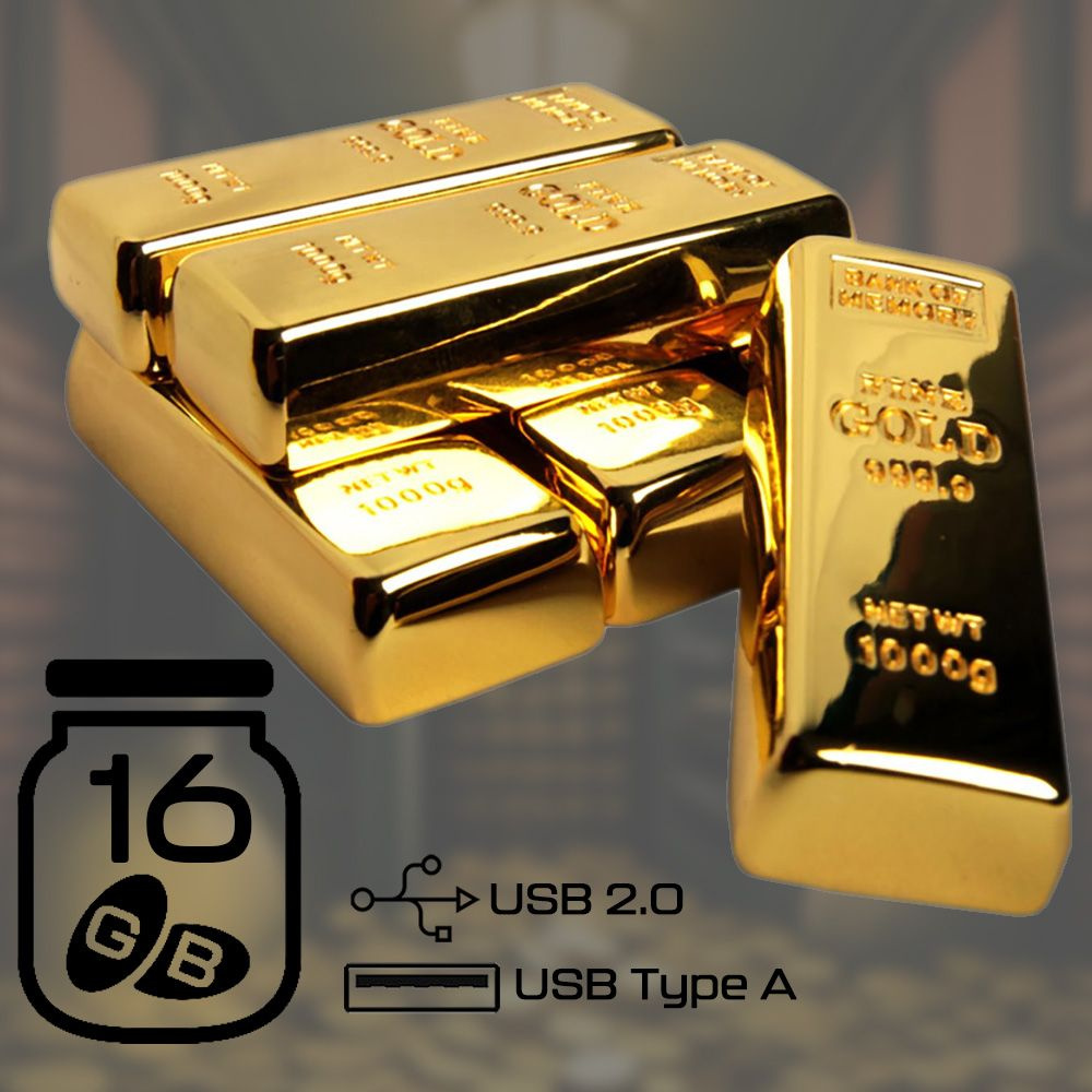 centersuvenir USB-флеш-накопитель Флешка Золотой слиток USB 2.0 (Gold_bar) 16 ГБ, золотой  #1