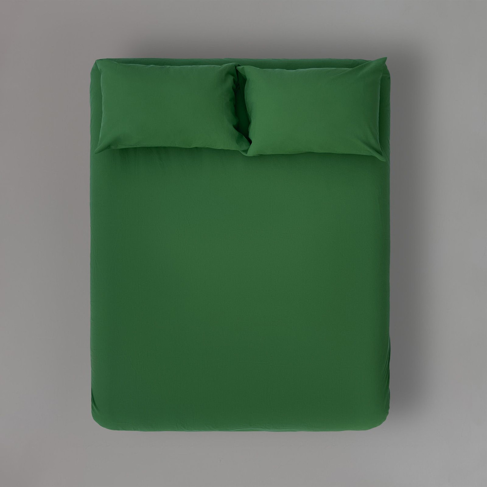 Натяжная простыня из вареного хлопка 180х200х30 см, цвет зеленый  #1