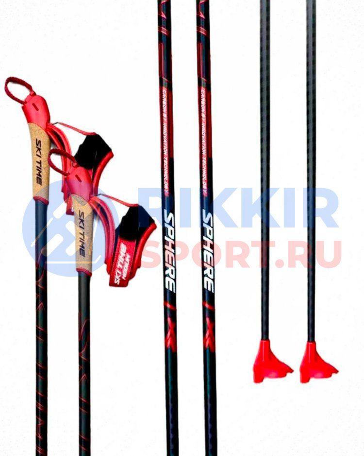 Лыжные палки SKI TIME SPHERE HM Black/Red, 175 #1