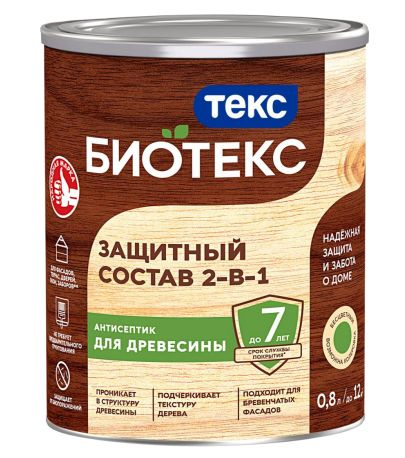 Состав защитный Биотекс Универсал 2-в-1 мореный дуб 0,8 л #1