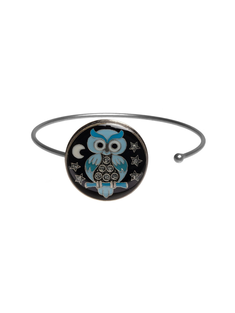 Браслет жесткий женский Blue-black Owls Clara Bijoux, эмаль, дизайнерское украшение  #1