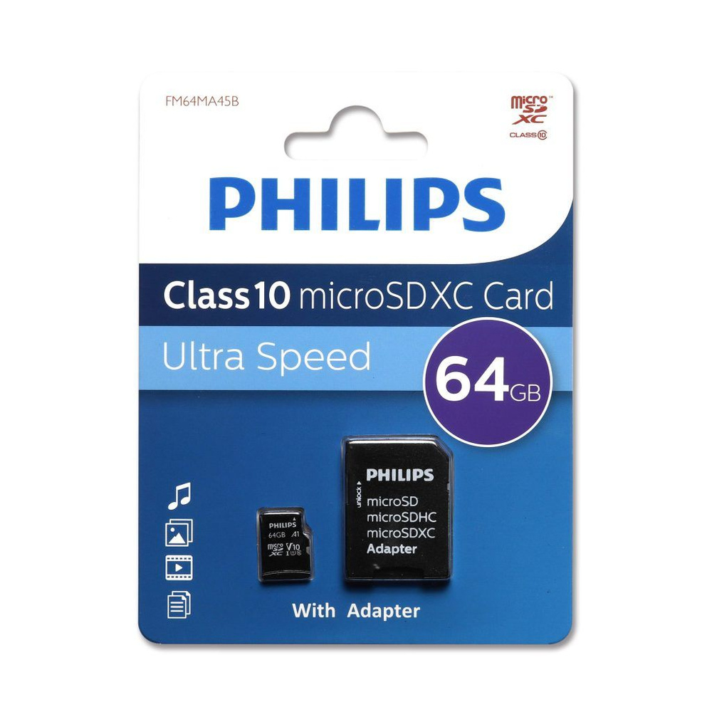 Карта памяти Philips Флеш карта microSD 64GB microSDXC Class 10 (SD ...