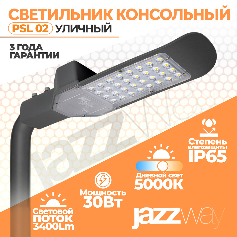 Светильник светодиодный уличный PSL 02 30w 5000K IP65 GR AC85-265V (3г.гар), Jazzway, 1 шт.  #1